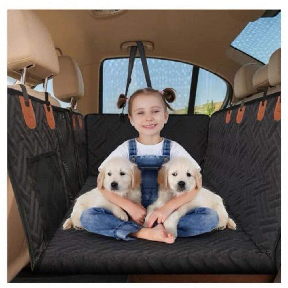 Back Seat Extender for Dogs Hard Bottom Dog Car Backseat Cover Protector Black